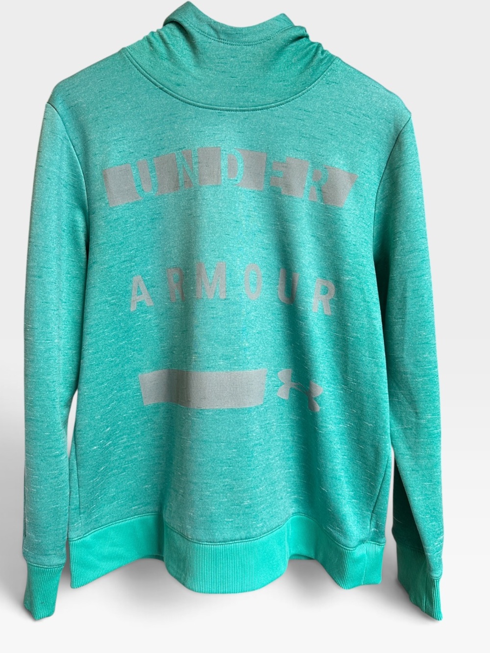 Under Armour Womens Synthetic Wordmark Cowl Neck Hoodie Teal Mint Size M